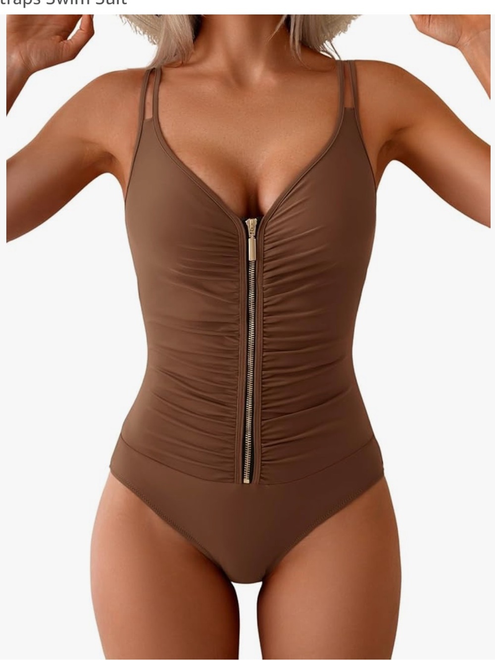 Eomenie One Piece Swimsuit for Women Zip Front Tummy Control Bathing Suit
